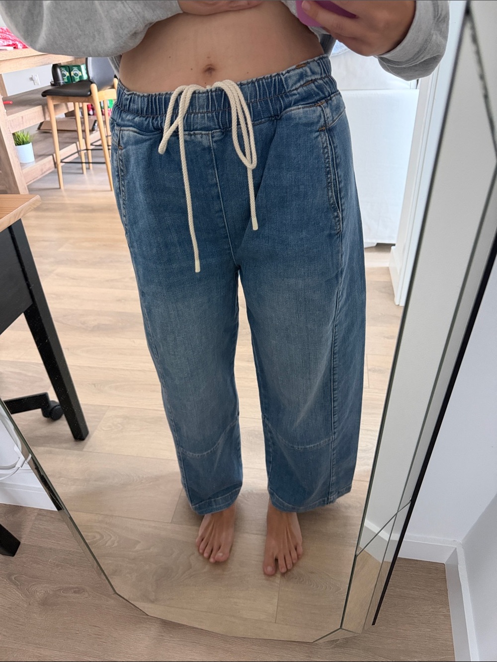 Pilcro Denim Wide-Leg Drawstring Jeans - Blue - Picture 2 of 10